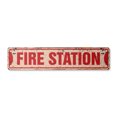 thumbnail image 1 of FIRE STATION Vintage Plastic Street Sign firefighter house fireman trucks cook | Indoor/Outdoor |  24" Wide, 1 of 4