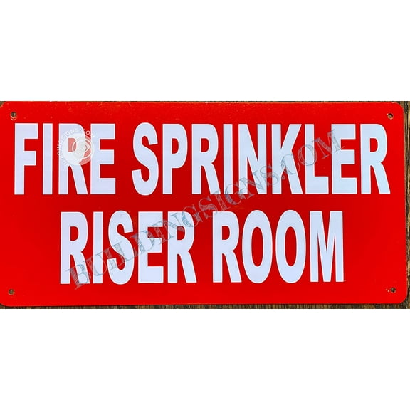 FIRE Sprinkler Riser Room Sign (RED, Reflective, Aluminium 6X12,Rust Free)-Zebra LINE (ref-2201)
