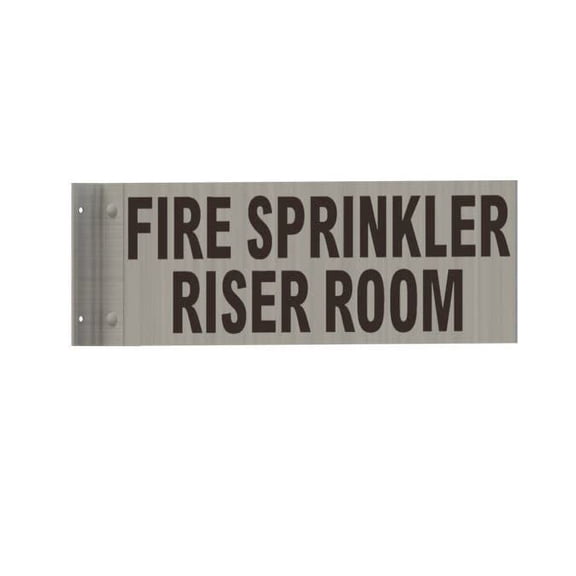 FIRE Sprinkler Riser Room Sign -Two-Sided/Double Sided Projecting, Corridor and Hallway Sign (Aluminum, Silver, 4x12 Inch)-The Hallway Line(ref062022)