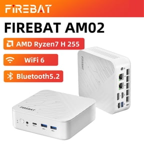 FIREBAT AM02 Mini PC, AMD Ryzen 7 H 255, 0GB, 0GB SSD, White