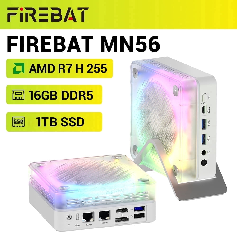 【新品】ミニPC FIREBAT MN56 Ryzen 7 FIREBAT MN56 Gaming Mini PC, AMD Ryzen 7 H 255 4.9GHz, 16GB RAM
