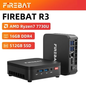 FIREBAT R3 Mini PC AMD Ryzen 7 7730U 16GB RAM 512GB SSD Black