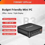 FIREBAT R3 Mini PC, AMD Ryzen3 4300U, 8GB, 256GB SSD, Black