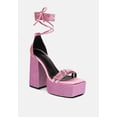 thumbnail image 1 of FIRECROWN Pink Rhinestone Platform High Block Sandals, 1 of 6