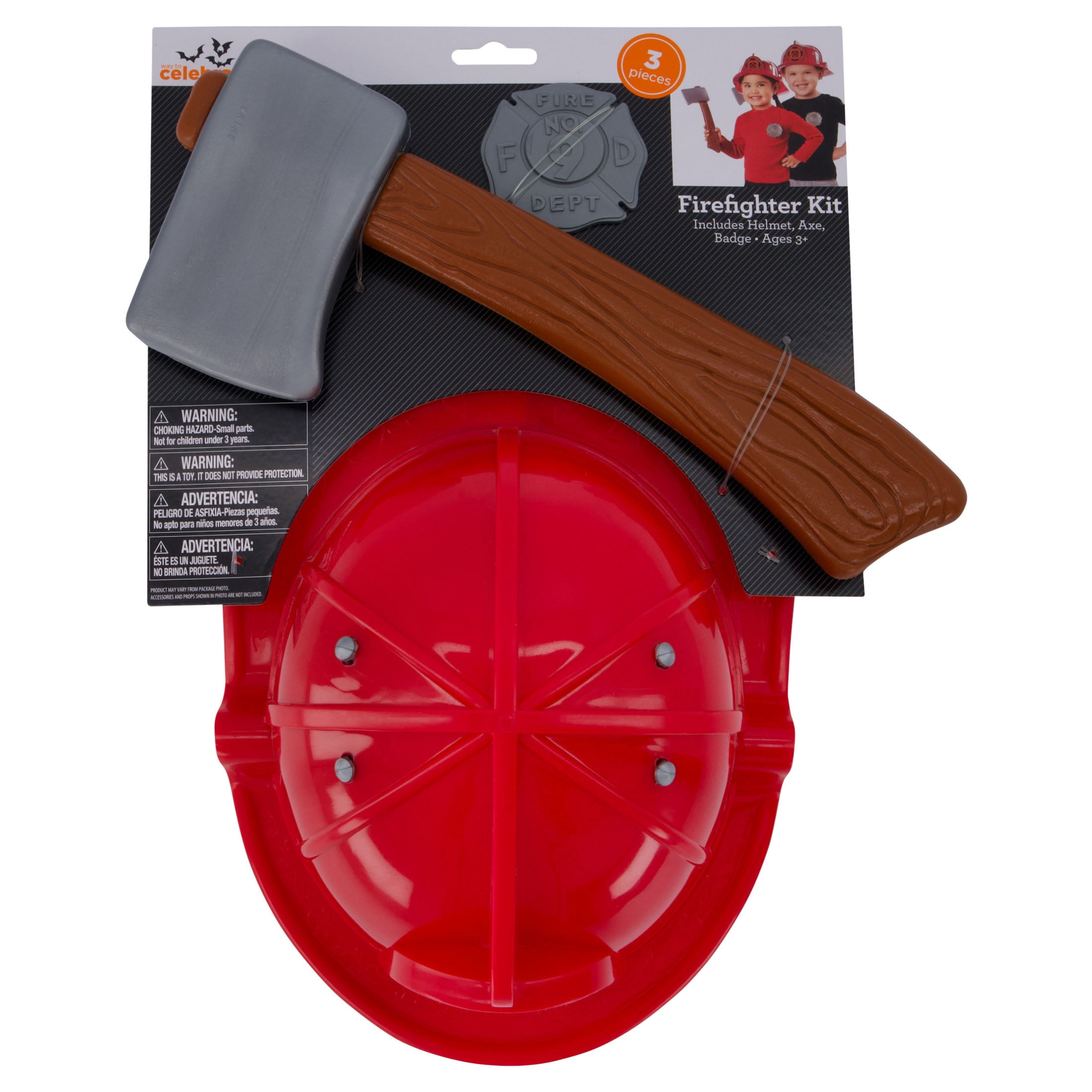 Firefighter Costume Accessory Kit for Children, Multicolor, 3 Pieces, Halloween by Way To Celebrate