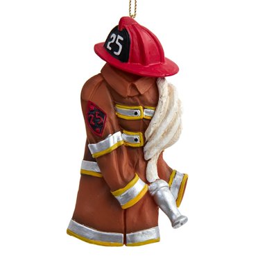 Red Rustic Metal Firefighter Hat Christmas Tree Ornament – #25, Unbranded, Made In China