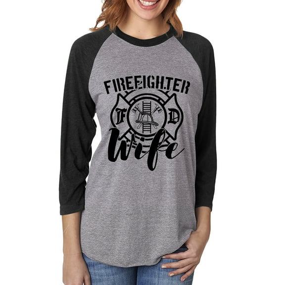FIREFIGHTER WIFE Unisex 3/4 Sleeve Baseball Raglan Tee