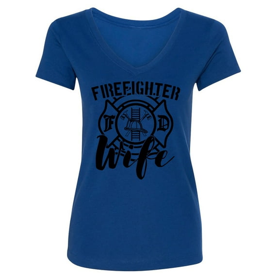 FIREFIGHTER WIFE Womens V-Neck T-Shirt