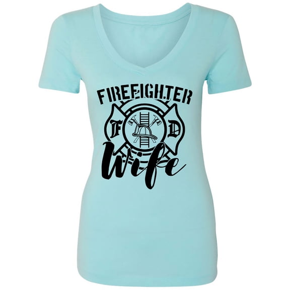 FIREFIGHTER WIFE Womens V-Neck T-Shirt