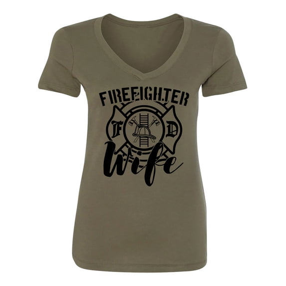 FIREFIGHTER WIFE Womens V-Neck T-Shirt