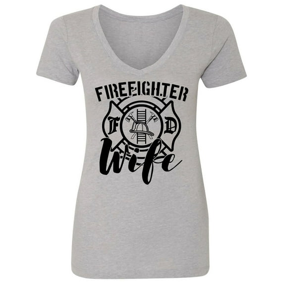 FIREFIGHTER WIFE Womens V-Neck T-Shirt
