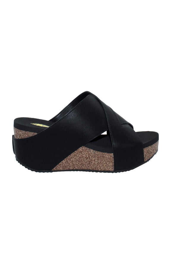 Women's Firefly Criss Cross Wedge Sandal, Black, 11