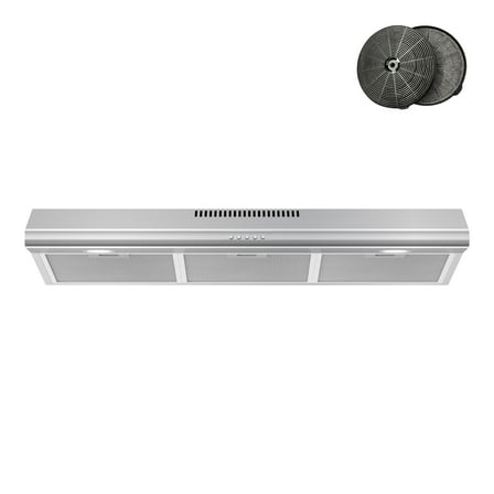 FIREGAS 36 Inch Under Cabinet Range Hood, 3 Speed, 200 CFM Ducted/Ductless Kitchen Hood, LED Lights