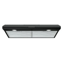FIREGAS Black Under Cabinet Range Hood 30 inch, Slim Kitchen Over Stove Vent, LED Light, 3 Speed Exhaust Fan, Push Button,Stainless Steel 30 inch Range Hood,with Charcoal Filter