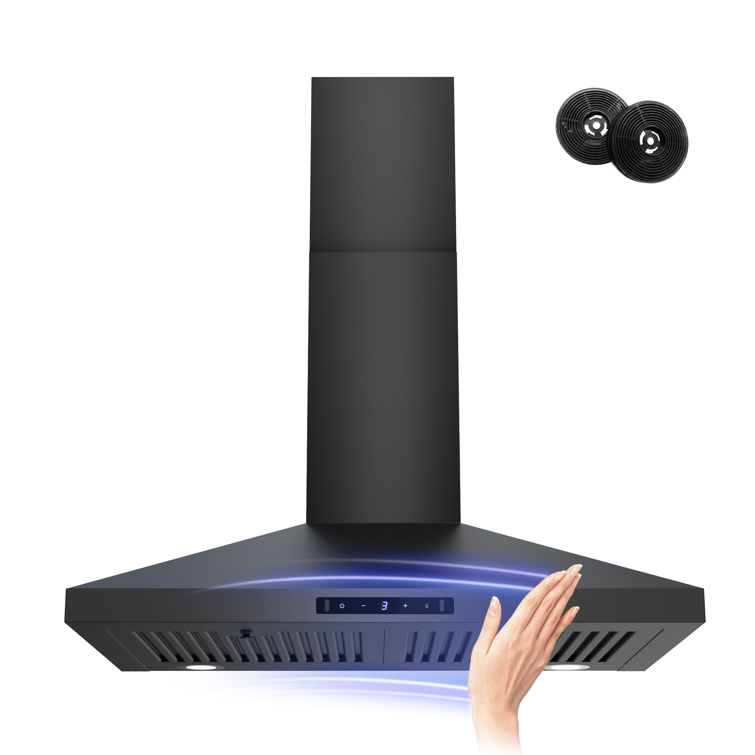 FIREGAS Black Range Hood 30 inch Under Range Hood with 2 Speed