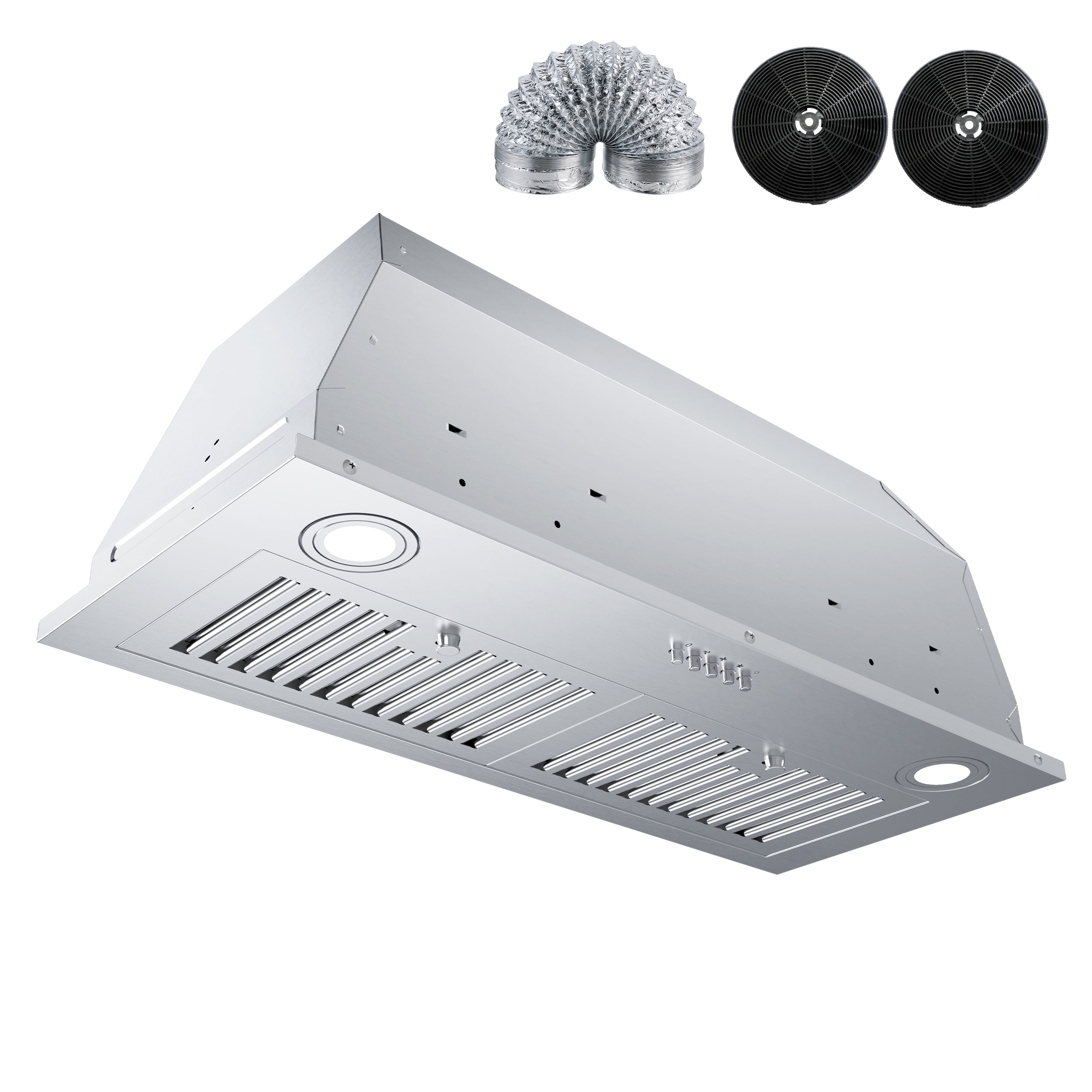 FIREGAS Range Hood 30 inch, Builtin Kitchen Hood with 3 Speed Exhaust Fan, Ducted/Ductless