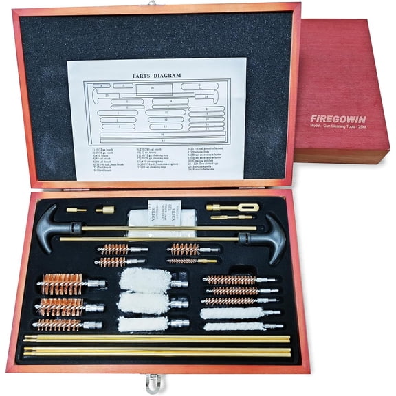 FIREGOWIN Gun Cleaning Kit, 26-Piece Universal Handgun Cleaner Brush Tools for .22 .357 .38 9mm .40 .45 Caliber - Complete Pistol Cleaning Supplies