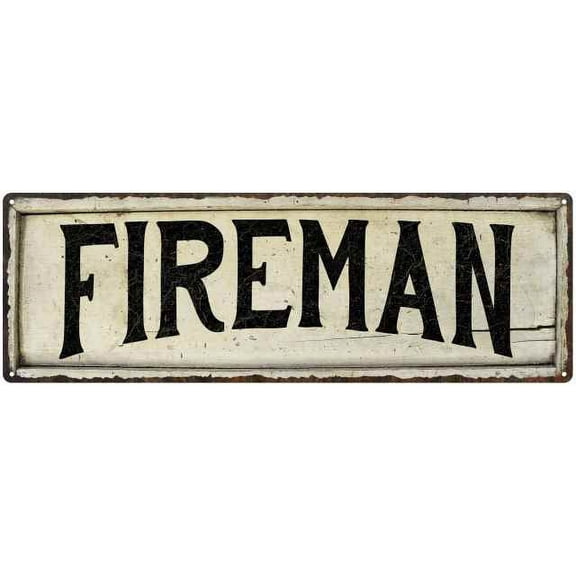 FIREMAN Farmhouse Style Wood Look Sign Gift 8x24 Metal Decor 108240028158
