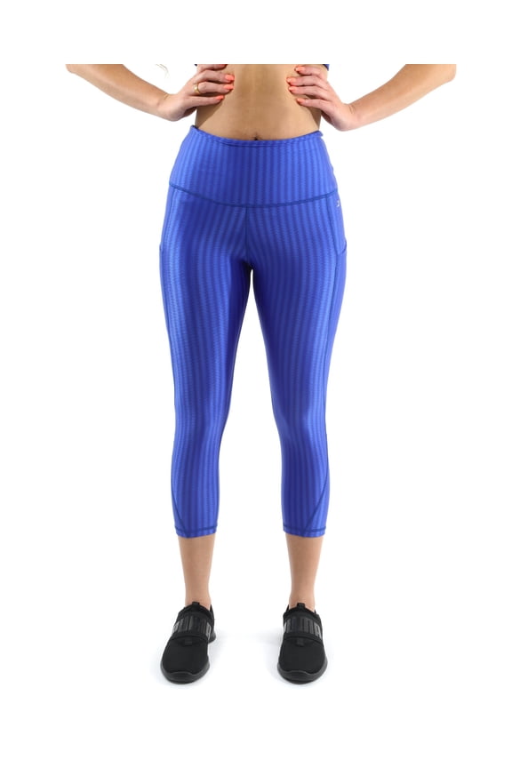 FIRENZE ACTIVEWEAR CAPRI LEGGINGS - BLUE [MADE IN ITALY] - SIZE SMALL