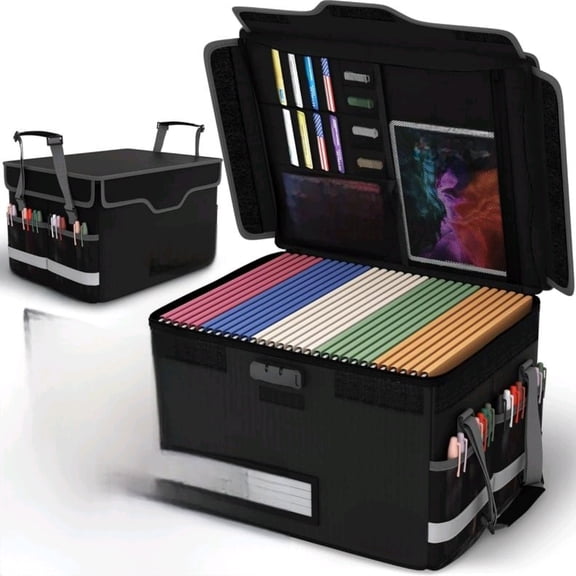 FIRESHIELD PRO 5200F Fireproof Document Box with Lock Portable Water Resistant File Organizer for Hanging/Legal Folders Safe Storage for Home, Office or Travel Black, Size: 16.1" x 12.9" x 11"