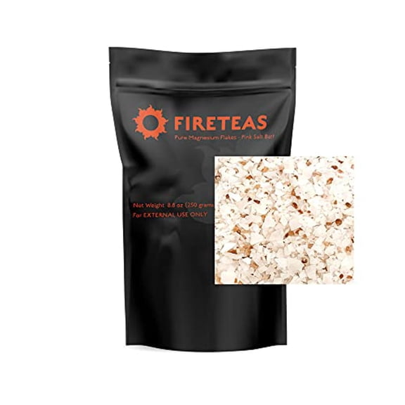FIRETEAS - Pure Magnesium Flakes Bath Therapy - Pink Himalayan Salt, Natural Soak for Relaxation Sleep, Skin Detoxing - Made in The USA.
