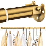 FIRJOY Closet Rods for Hanging Clothes - Heavy Duty, Length Adjustable (Gold, 18.5" - 28")