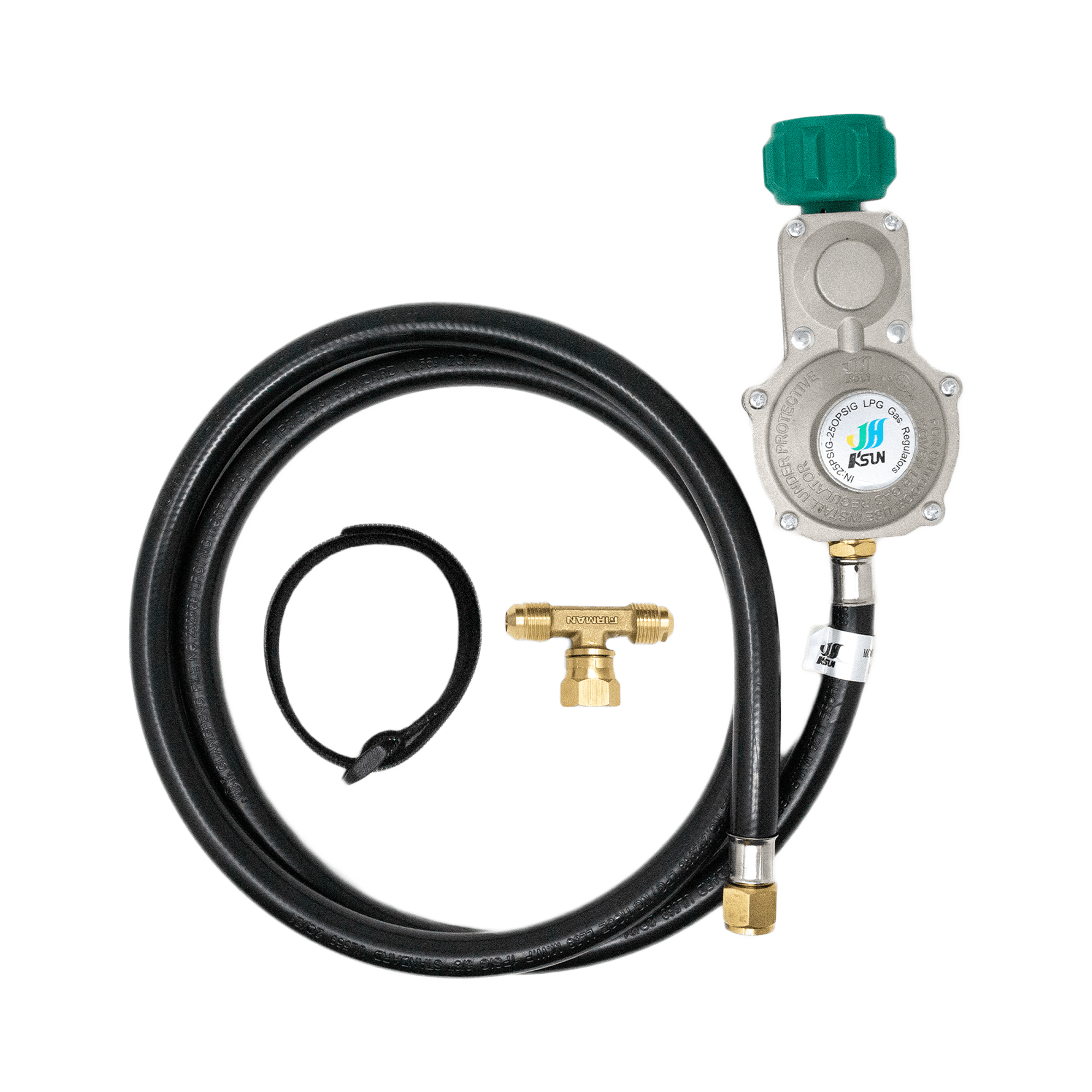 5' Black LP Tank Hose with Brass 3-Way Fitting