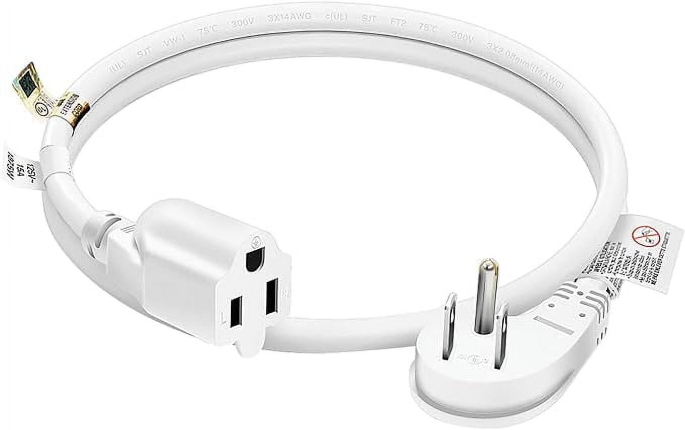 FIRMERST 1875W Flat Plug Extension Cord White 2ft (15A 14AWG)
