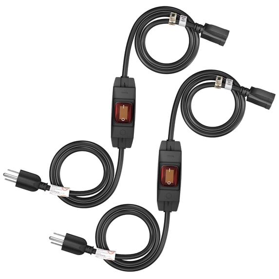 FIRMERST 1875W Outdoor Extension Cord with Waterproof Switch 6 Feet,2 Pack