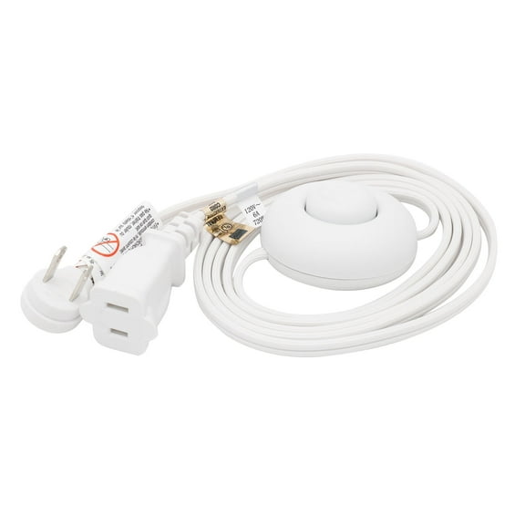 FIRMERST Foot Switch Extension Cord 6 Feet for Floor Lamp, Holiday Lights, White