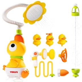 FIRRLUCO Baby Bath Toys, Baby Bath Shower Head for Bathtub with 4 Adjustable Sprayer, Control the Flow Rinser Babies with 3 Squirting Ducks for Newborns, Toddlers Kids in Bathtub Sink