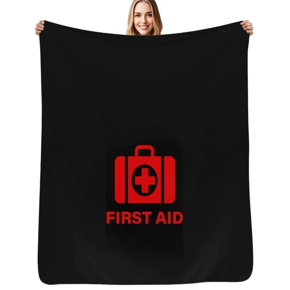 FIRST AID Flannel Blankets Soft Throw Blanket Winter Travel Office Outdoor Bedspread