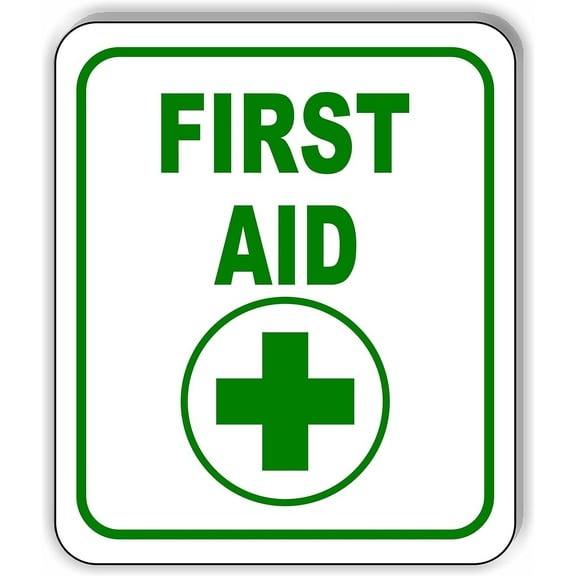 FIRST AID GREEN CROSS SYMBOL Aluminum Composite Outdoor Sign 8.5" x10"
