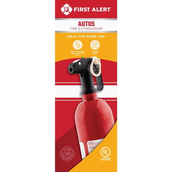 FIRST ALERT AUTO5 Car Fire Extinguisher, FESA5, UL RATED 5-B:C, Red, 1-Pack