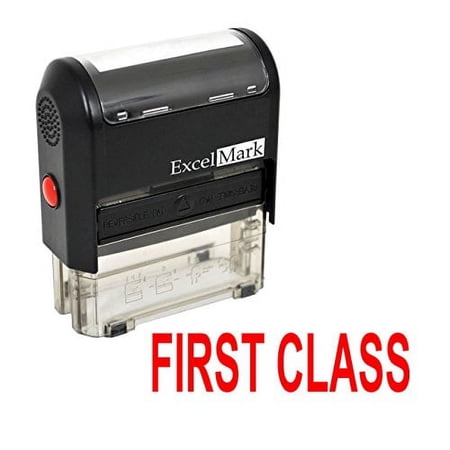 FIRST CLASS Self Inking Rubber Stamp - Red Ink (42A1539WEB-R)