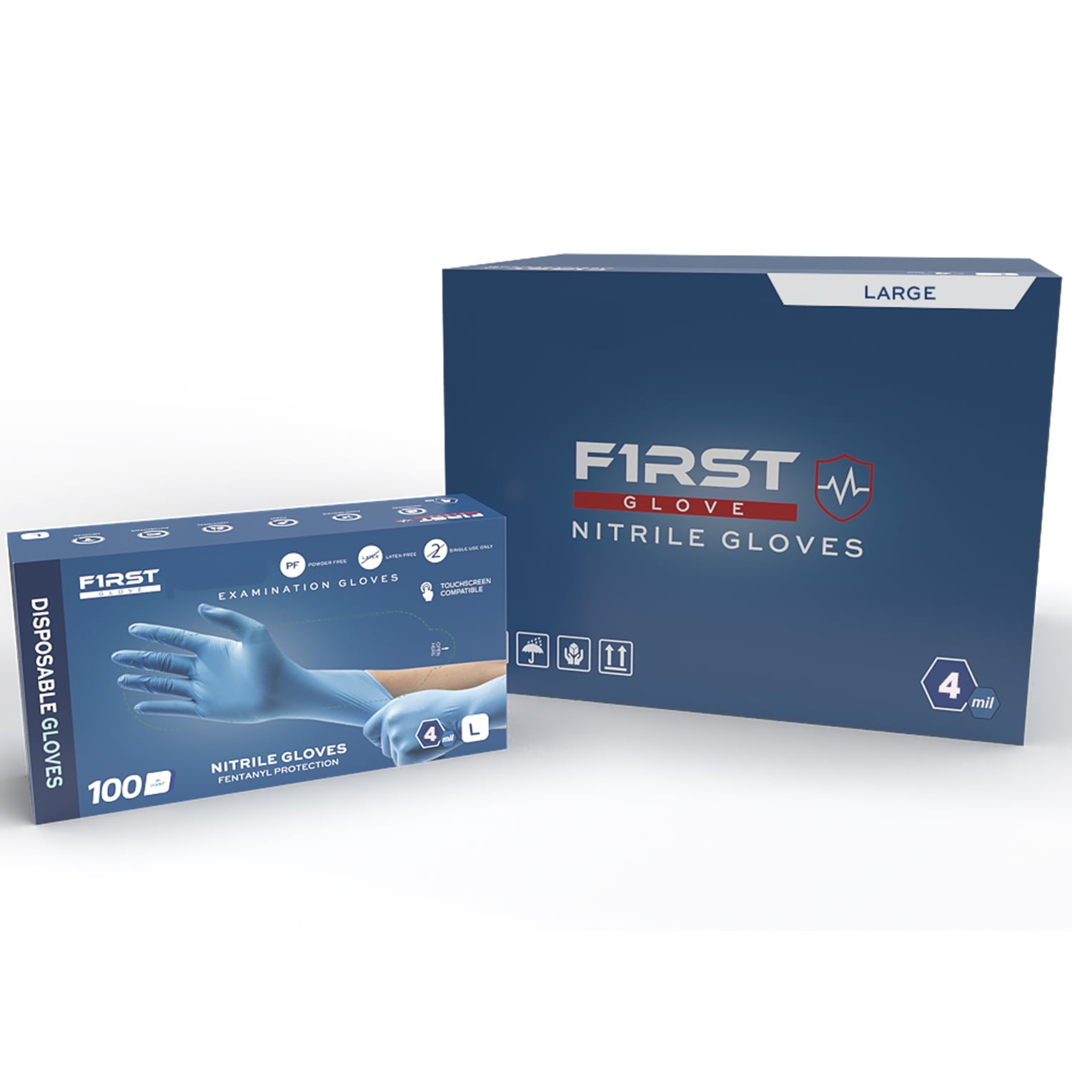 FIRST GLOVE Core Large 100 Ct. 4 Mil Blue Nitrile Disposable Gloves