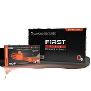 FIRST GLOVE Heavy Duty Disposable Gloves X-Large 100 Ct. - 8 Mil Thick Orange Nitrile Gloves - Industrial Nitrile Gloves with Raised Diamond Textured - Latex-Free and Tear-Resistant Gloves