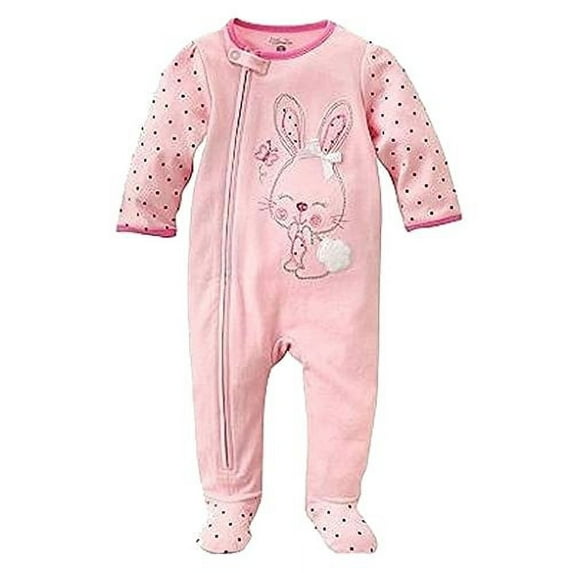 FIRST MOMENTS Baby Girl's Pink BUNNY Sleep 'n Play Romper, 6 Months