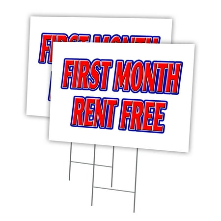 FIRST MONTH RENT FREE 2 Pack Of 18" x 24" Yard Sign & Stake outdoor plastic window | Advertise Your Business | Stake Included Image On Front Only | Made in The USA