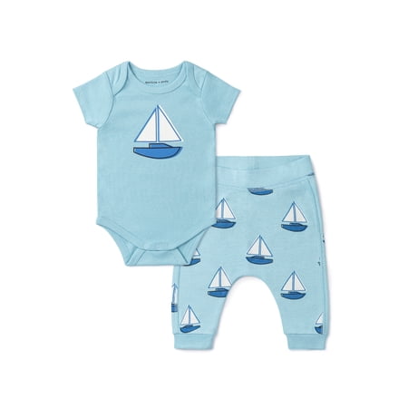Monica + Andy First Moves Bodysuit + Groove Pant Set, Newborn -24 Months, 3-6 Months