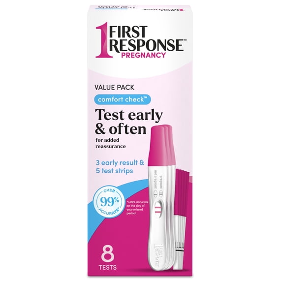 First Response Comfort Check Pregnancy Test, Early Result and Test Strips, 8 Count