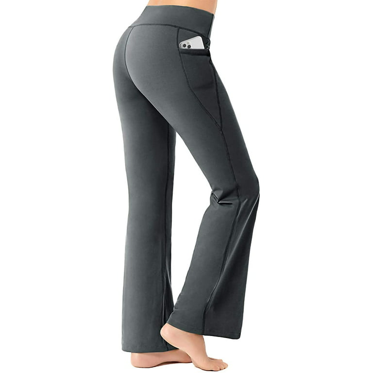 FIRST WAY Buttery Soft Women's Bootcut Yoga Pants with 3 Pockets Grey XL 
