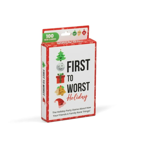 Dyce Games First to Worst: Holiday Edition Family Party Card Game  Christmas & Holiday Ranking Game, 2+ Players, Ages 8+, 3045 Minutes