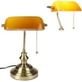thumbnail image 1 of FIRVRE Bankers Desk Lamp with Pull Chain Switch, Amber Glass Shade Desk Lamps, Bronze Base,Vintage Library Lamp for Home Office, Study Room,Piano, 1 of 14