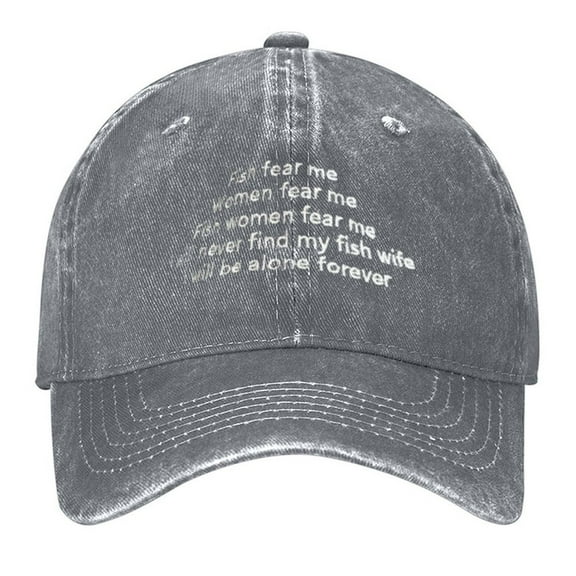 FISH FEAR ME Print Vintage Wash Dad Hat Adjustable Curved Brim Baseball Cap,Made In USA,Casual Outdoor Sports Fishing Cap for Men and Women