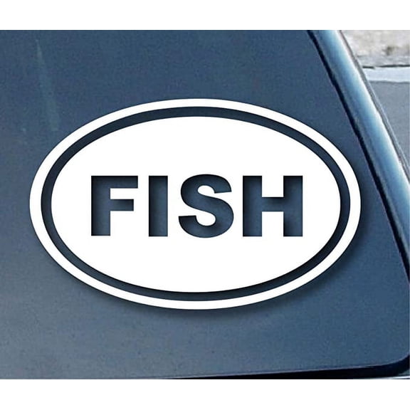 FISH Love Fishing Car Window Vinyl Decal Sticker 6" Wide (Color: White)