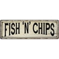 thumbnail image 1 of FISH 'N' CHIPS Farmhouse Style Wood Look Sign Gift 6x18 Metal Decor 206180028160, 1 of 1