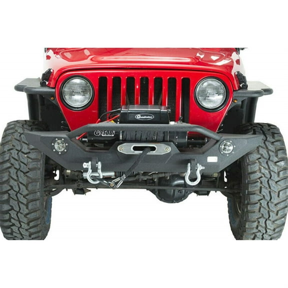 FISHBONE Offroad Jeep TJ/YJ Front Bumper W/LED's 87-06 Wrangler TJ/YJ Steel Black Textured Powercoat