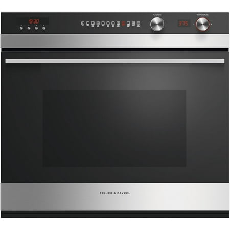 Fisher & Paykel - 29.9" Built-In Single Electric Convection Wall Oven - Brushed stainless steel/black glass