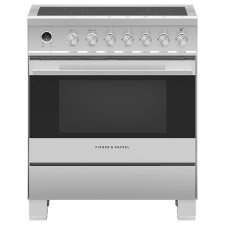 Fisher & Paykel - 3.5 Cu. Ft. Self-Cleaning Freestanding Electric Induction Convection Range - Stainless steel/black glass